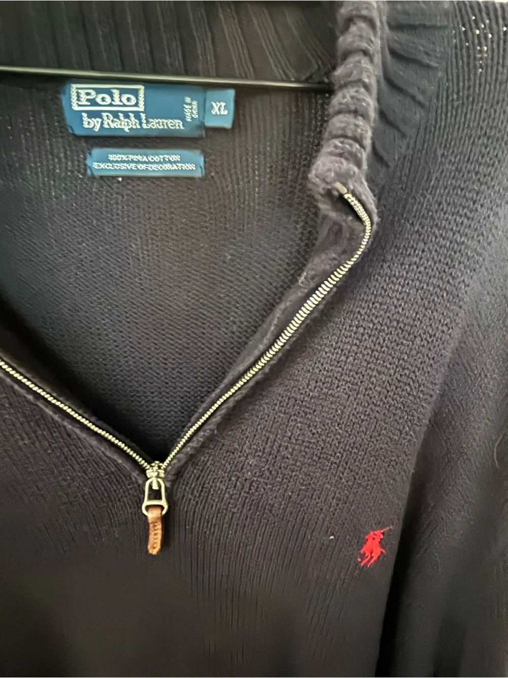 Polo by Ralph Lauren Navy Half-Zip Sweater with Red Pony